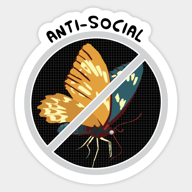 Anti-Social Social Club : Anti-Social Butterfly Edition Sticker by Crafting Yellow